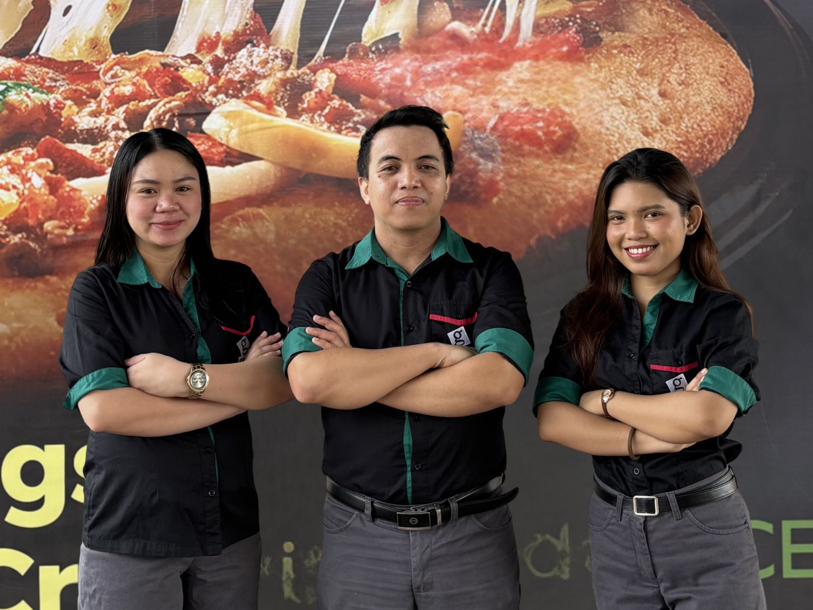 Crew serving customers